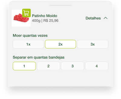Card demonstrativo de personalização de pedido 